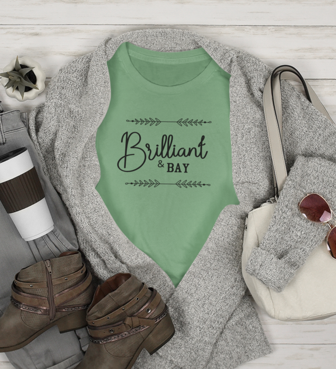 BRILLIANT & BAY - SAGE GREEN TEE