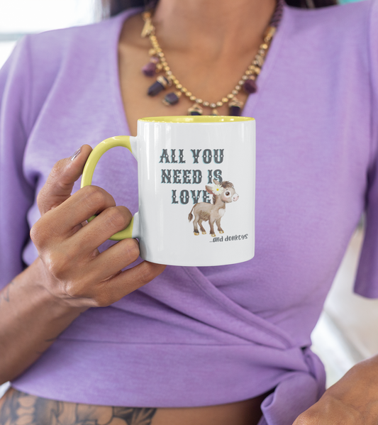 LOVE & DONKEYS - YELLOW ACCENT MUG