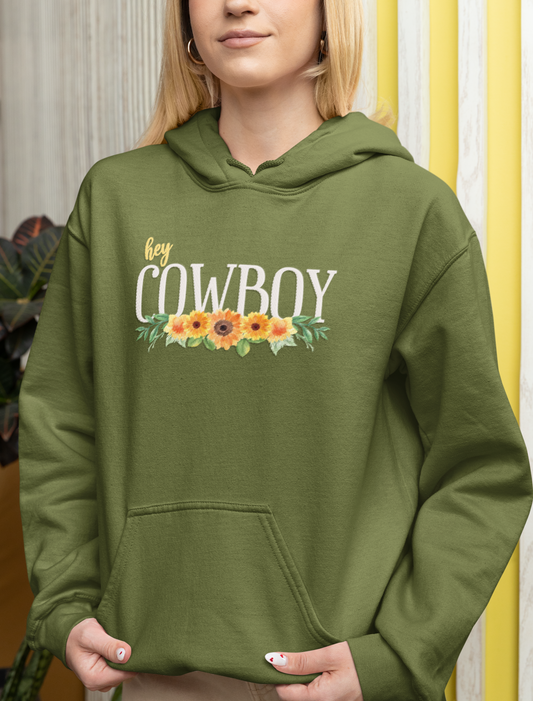 HEY COWBOY - MILITARY GREEN HOODIE